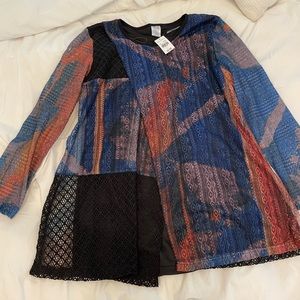 NWT Long sleeve lace overlay shirt